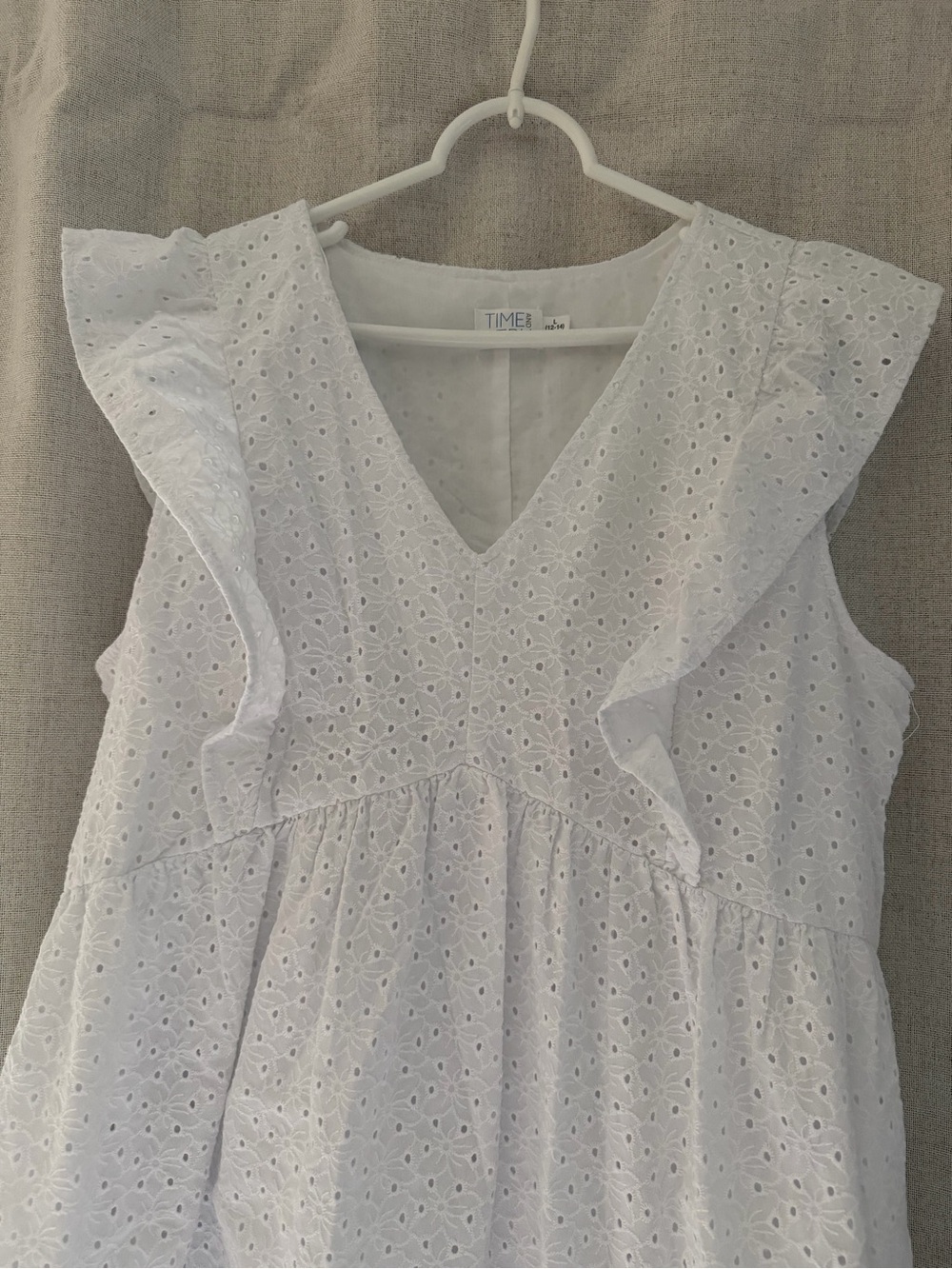 Time and Tru White Eyelet Ruffled Mini Dress - Picture 2 of 5